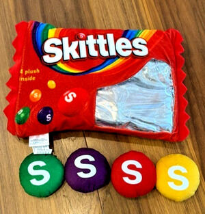 Skittles Red Stuffed Pillow with 4 Mini Candies Plush Pillows Set